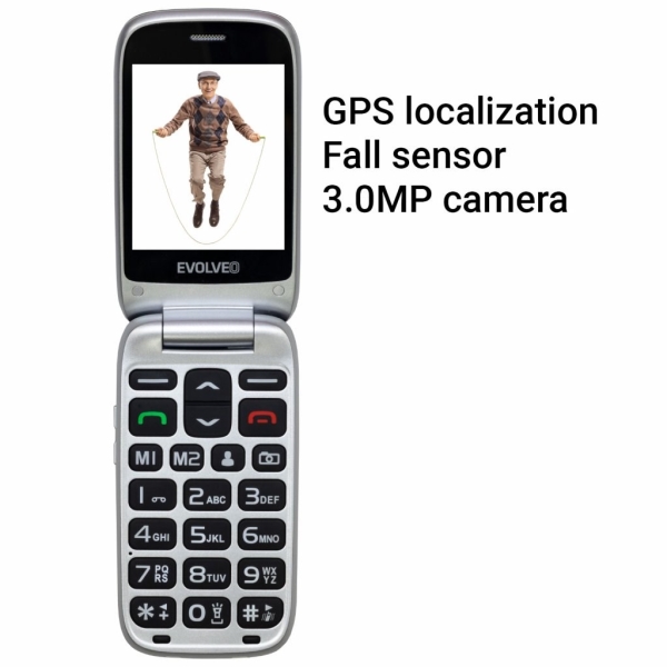 EVOLVEO EasyPhone FS, vyklápěcí mobilní telefon 2.8'' pro seniory s nabíjecím stojánkem (červená barv