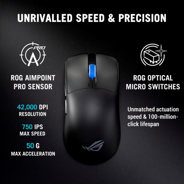 ASUS Herní myš ROG Harpe II Ace, Bezdrátová, černá