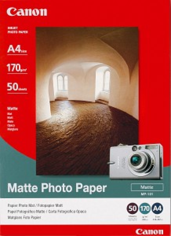 Canon Matte Photo Paper, foto papír, matný, bílý, A4, 170 g/m2, 50 ks, MP-101 A4, inkoustový