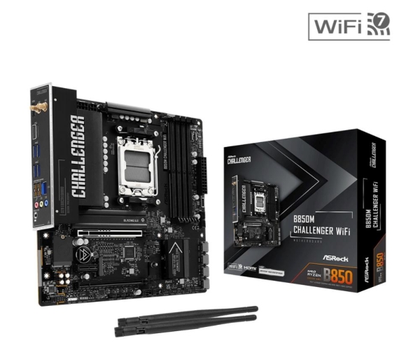 ASROCK B850M CHALLENGER WIFI (AM5, amd B850, 4xDDR5 8000+, PCIE 5.0, HDMI, 4xSATA3 +2xM.2, USB3.2 G2, GLAN 2,5G, mATX)