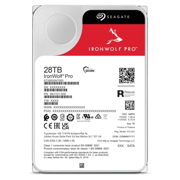 SEAGATE HDD 28TB IRONWOLF PRO (NAS), 3.5", SATAIII, 7200 RPM, Cache 512MB