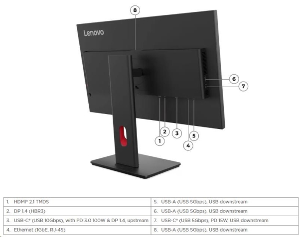 LENOVO LCD T27UD-40 - 27",IPS,16:9,3840x2160,60Hz,350cd/m2,1500:1,4ms(GtG),HDMI,DP,USB Hub,USB-C,RJ45,Pivot