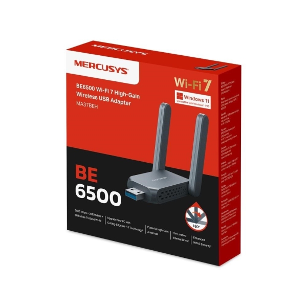 MERCUSYS MA37BEH WiFi7 USB adapter (AC1300,2,4GHz/5GHz/6GHz,USB3.0)
