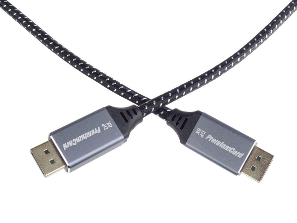 PREMIUMCORD Kabel DisplayPort 1.4 přípojný kabel, kovové a zlacené konektory, 1,5m