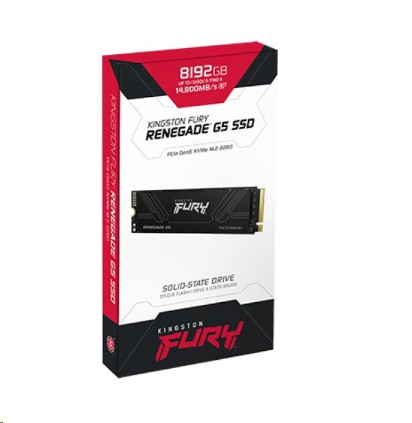 Kingston SSD 8192GB Fury Renegade PCIe 5.0 NVMe M.2 (čtení/zápis: 14800/14000MB/s; 2,2M IOPS)