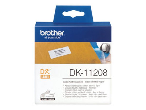Brother DK-11208 - Černá na bílé - 400) adresní štítky - pro Brother QL-1050, 1060, 1110, 500, 550, 560, 570, 580, 600, 650, 700, 710, 720, 820