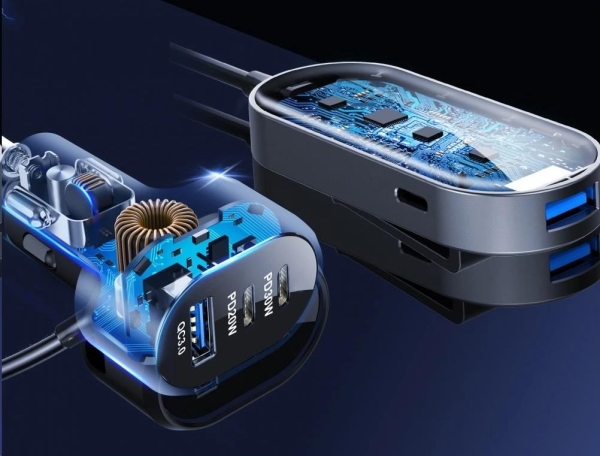 WG - Autonabíječka rozbočovač / 100W / 6 USB ports / 2x USB-A + 4x USB-C / s prodloužením