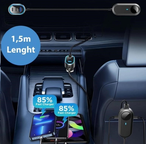WG - Autonabíječka rozbočovač / 100W / 6 USB ports / 2x USB-A + 4x USB-C / s prodloužením