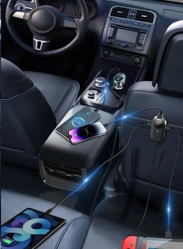 WG - Autonabíječka rozbočovač / 100W / 6 USB ports / 2x USB-A + 4x USB-C / s prodloužením