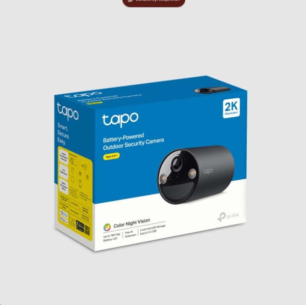 TP-Link Tapo C411 venkovní kamera (3MP, 2K QHD, 1296p, IR 9m, WiFi, micro SD card, IP65)