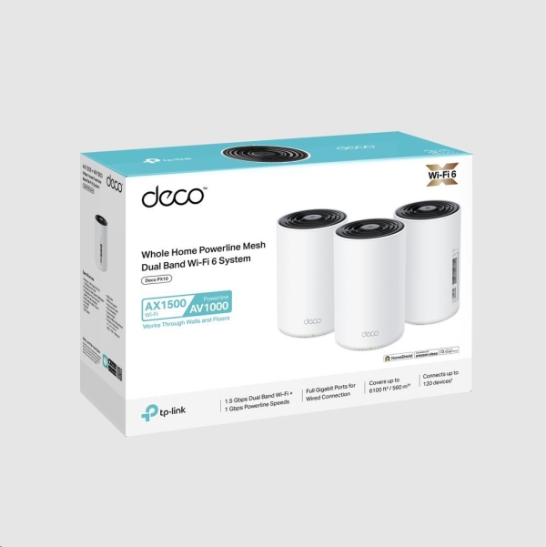 TP-Link Deco PX10(3-pack) WiFi6 Powerline Mesh (AX1500,AV1000,2,4GHz/5GHz,3xGbELAN/WAN)