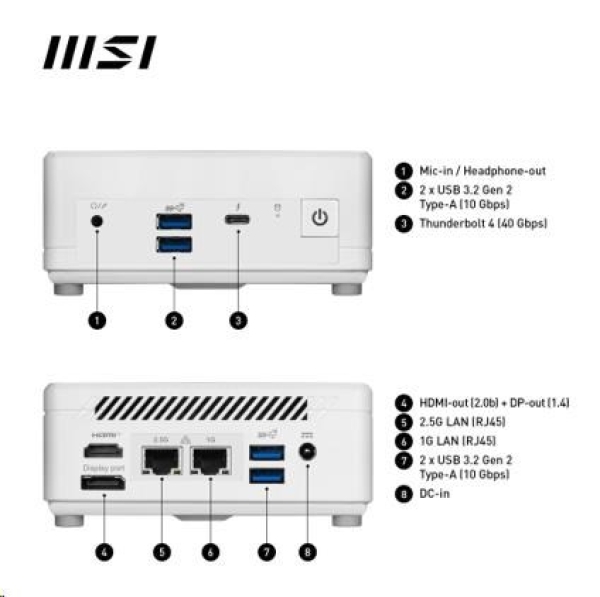 MSI PC Cubi 5 1M-485BEU, Core 3 100U, 8GB, N/A, N/A, No OS, White