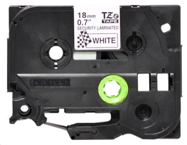 Brother TZe-SE4 - Kontrolní lepidlo - černá na bílé - Role (1,8 cm x 8 m) 1 kazeta/y bezpečnostní páska - pro Brother PT-D600; P-Touch PT-1880, 70, E550, E800, P750, P900, P950; P-Touch EDGE PT-P750