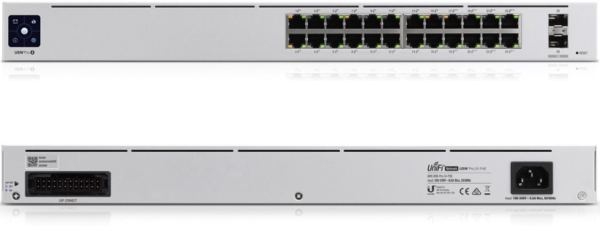 UBNT UniFi Switch USW-Pro-24-POE Gen2 [24xGigabit, 400W PoE+ 802.3at/af/bt, 2xSFP+, 88Gbps]