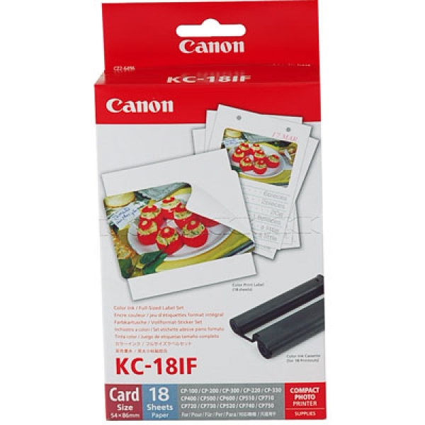 Etikety Canon Selphy CP XXX, bílá, 18, ks KC18IF, pro termosublimační tiskárny, 86x54mm, včetně napařovací folie