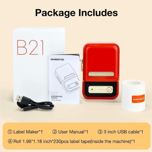 Niimbot Tiskárna štítků B21 Smart, červená + role štítků
