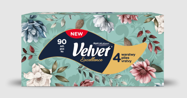VELVET Kosmetické ubrousky Excellence 4-vrstvé, 90 ks