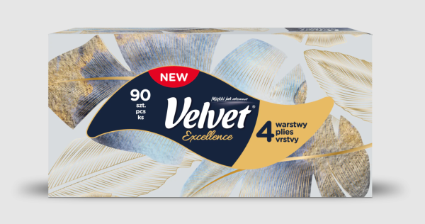 VELVET Kosmetické ubrousky Excellence 4-vrstvé, 90 ks