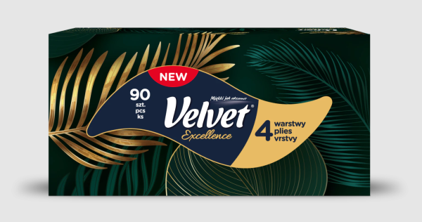 VELVET Kosmetické ubrousky Excellence 4-vrstvé, 90 ks