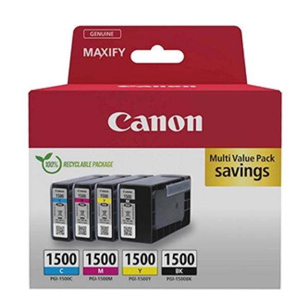 Canon CARTRIDGE PGI-1500 BK/C/M/Y MULTI-PACK pro MAXIFY MB2050, MB215x, MB2350, MB275x (300 str.)