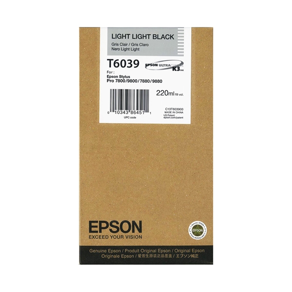 Epson T6039 - 220 ml - světle světle černá - originální - inkoustová cartridge - pro Stylus Pro 7800, Pro 7880, Pro 9800, Pro 9880