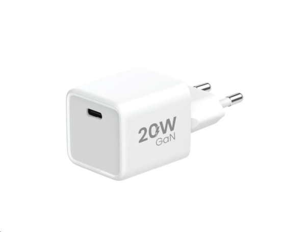 WG - Síťová nabíječka 1x USB-C PD 20W, 5V-9V-12V, kabel Type-C na Type-C, bílá