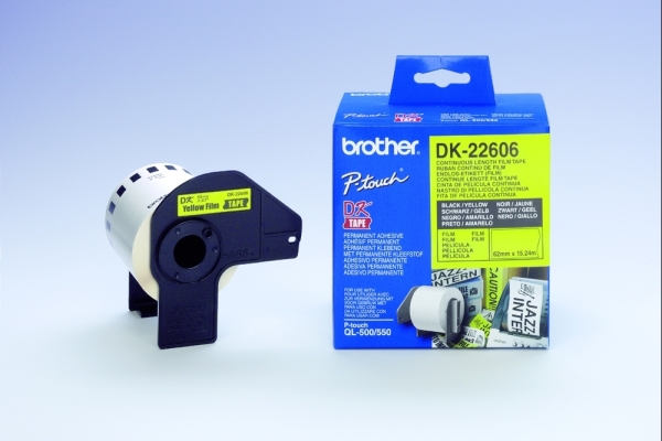 Brother filmová role 62mm x 15.24m, žlutá, 1 ks, DK22606, pro tiskárny štítků