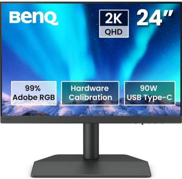 BenQ SW242Q monitor 24,1in, IPS 60Hz, 2560 x 1600, 400cd/m2, 5ms, HDMI, DPort, USB-C VESA) 24in