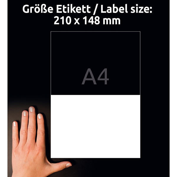 Avery Zweckform etikety 210mm x 148mm, A4, matné, bílé, 2 etikety, velmi odolné, baleno po 20 ks, L4717-20, pro laserové tiskárny 