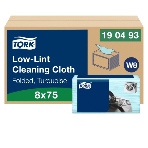 Tork W8 čistící utěrka Low-Lint 1vrstvá tyrkysová 75 ks
