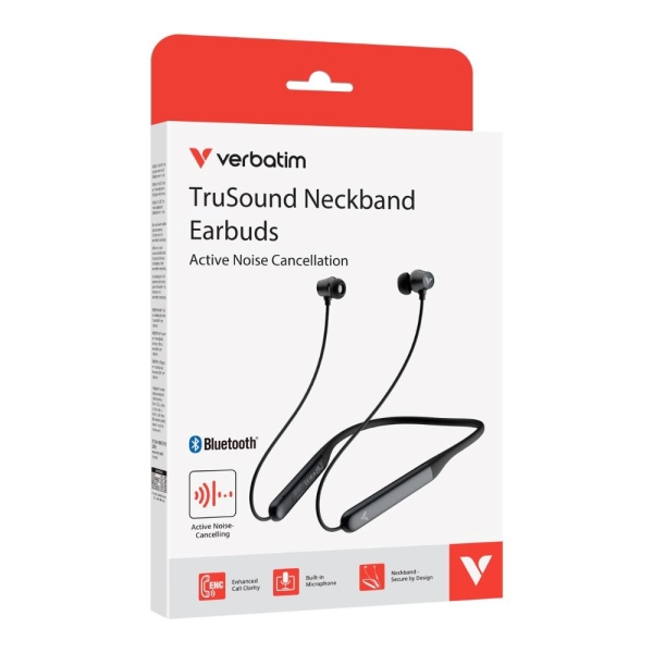 Verbatim TruSound ANC nákrčníková sluchátka, bezdrátová, černá, USB-C