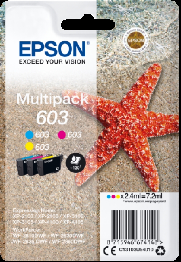 Náplň Epson 603, C13T03U54010 CMY multipack blistr 