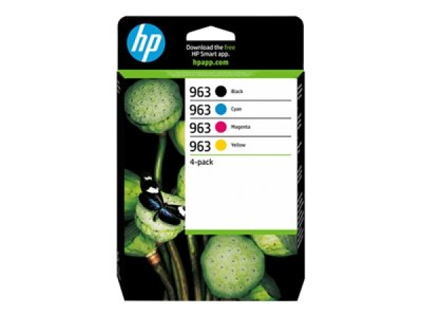 HP 963 - 4-balení - cerná, žlutá, azurová, purpurová - originální - Officejet - inkoustová cartridge - pro Officejet Pro 9010, 9012, 9013, 9014, 9015, 9016, 9018, 9019, 9020, 9022, 9023, 9025