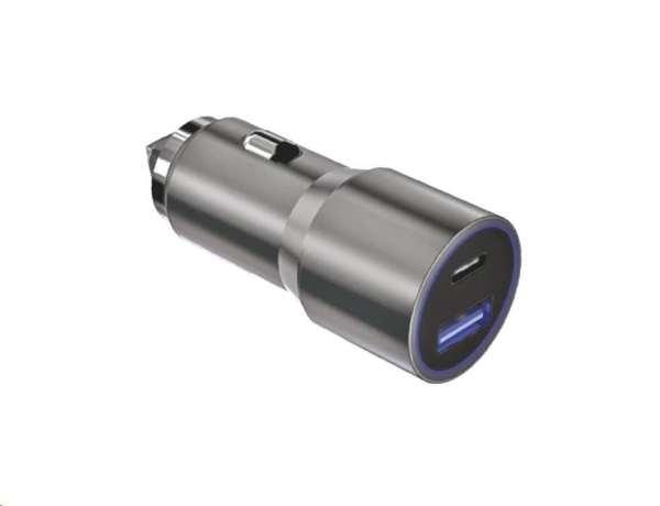 WG - Nabíječka do auta 2x USB 58,5W , 1x USB-C PD 36W + 1x USB-A 22.5W, stříbrná