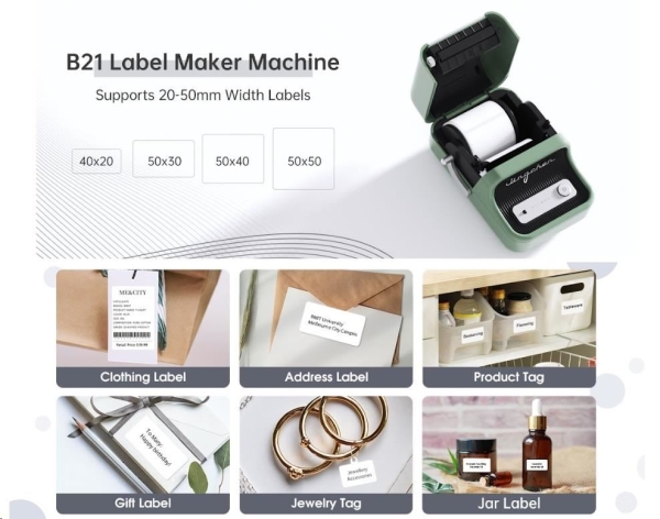 Niimbot Tiskárna štítků B21 Smart, zelená + role štítků