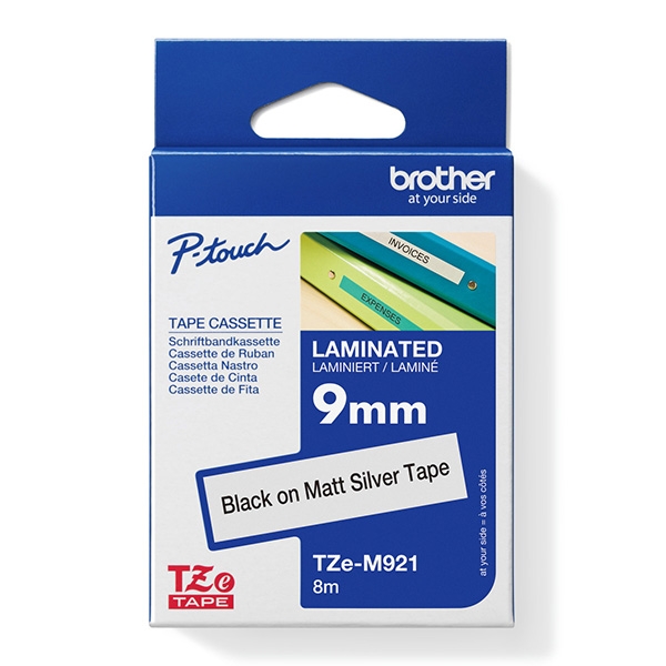 Brother TZe-M921 - Černá na matně stříbrné - Role (0,9 cm x 8 m) 1 kazeta/y lamino páska - pro P-Touch PT-E100, E300, E500, E550, H100, P900, P950; P-Touch EDGE PT-P750