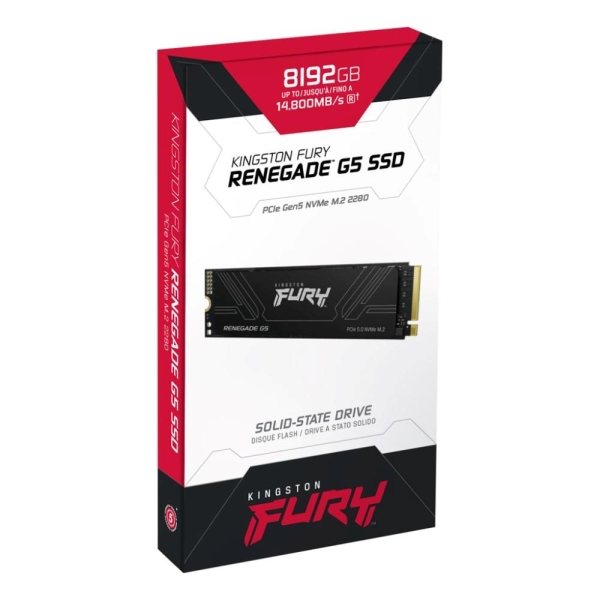 Kingston SSD 8192GB Fury Renegade PCIe 5.0 NVMe M.2 (čtení/zápis: 14800/14000MB/s; 2,2M IOPS)
