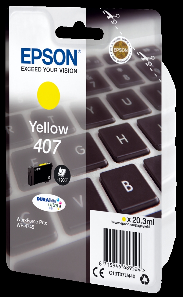 Náplň Epson 407, C13T07U440 (L) žlutá 