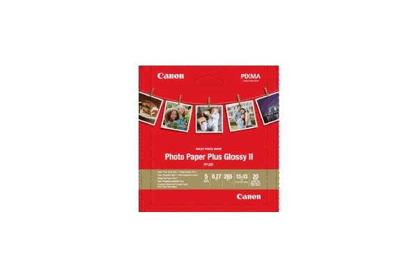 Canon Photo Paper Plus II, foto papír, lesklý, čtvercový typ bílý, PIXMA TS9500, TS8200 a TS6200, 8.89x8.89cm, 3.5x3.5", 265 g/m2,