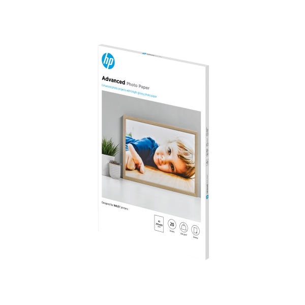 HP Advanced Glossy Photo Paper-20 sht/A3/297 x 420 mm,  10.5 mil,  250 g/m2, Q8697A