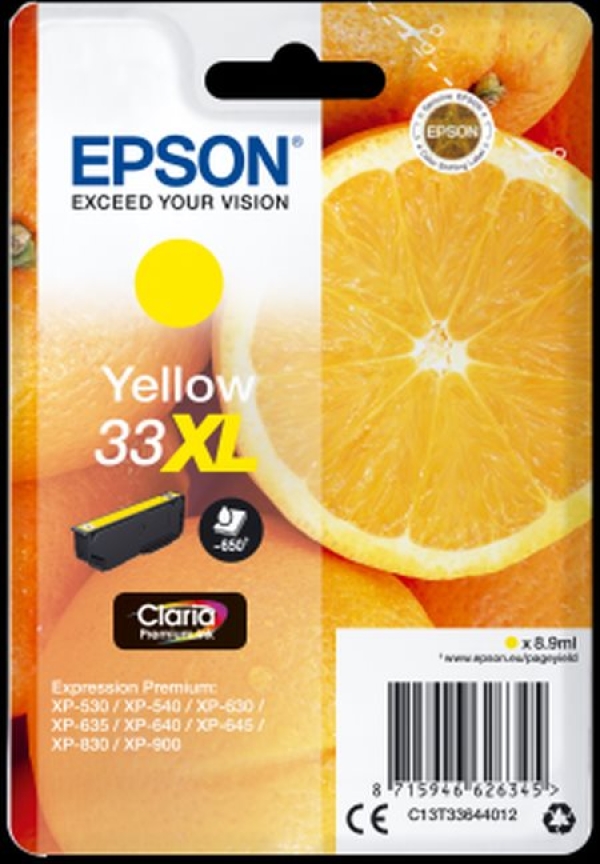 Náplň Epson 33XL, C13T33644012 žlutá blistr 