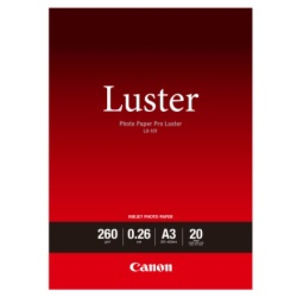 Canon Photo Paper Pro Luster LU-101 - Třpytivý - 260 mikronů - A3 (297 x 420 mm) - 260 g/m2 - 20 listy fotografický papír - pro PIXMA PRO-1, PRO-10, PRO-100