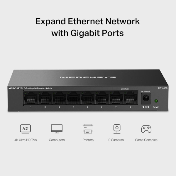 MERCUSYS switch MS108GS (8xGbE, fanless)