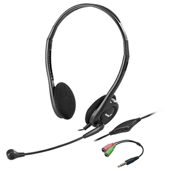 Genius HS-200C sluchátka s mikrofonem+redukce na single Jack, drátová, černá, USB