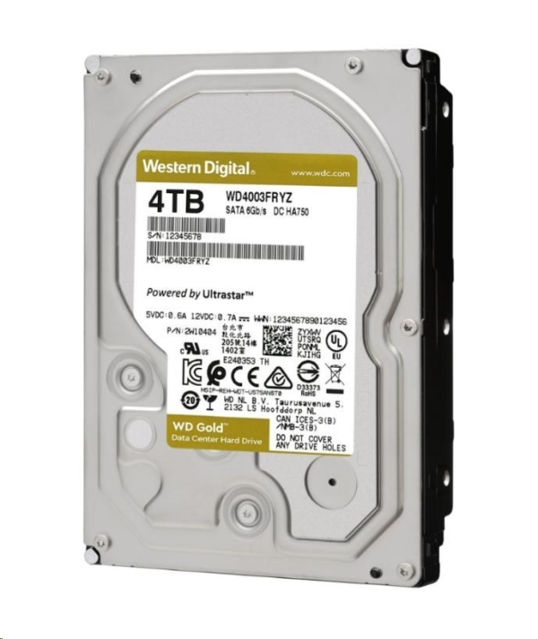 WD GOLD WD4004FRYZ 4TB SATA/ 6Gb/s 256MB cache 7200 ot., CMR, Enterprise