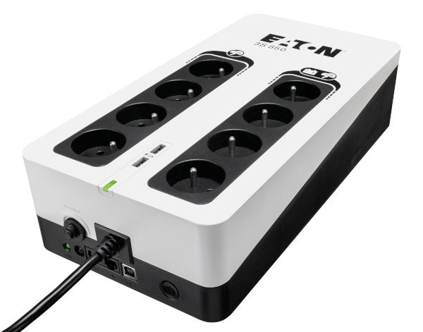 EATON UPS 3S 850 FR, Off-line, Tower, 850VA/510W, výstup 8x FR (CZ), USB, RJ11, 2x USB nabíjení (2A max), bez vent.