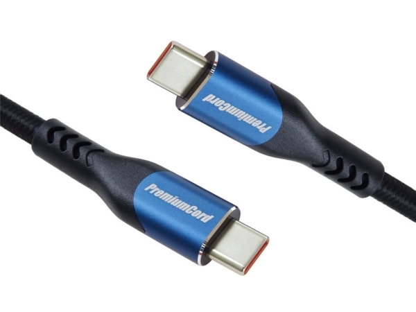 PremiumCord USB-C kabel ( USB 3.2 GEN 2x2, 5A, 100W, 20Gbit/s ) 1,5m, bavlněný oplet