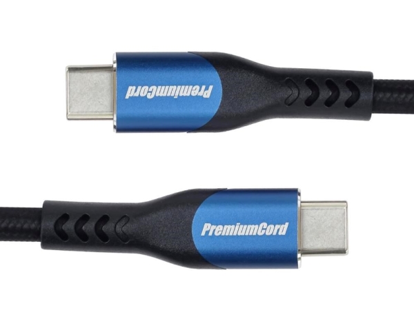 PremiumCord USB-C kabel ( USB 3.2 GEN 2x2, 5A, 100W, 20Gbit/s ) 1,5m, bavlněný oplet