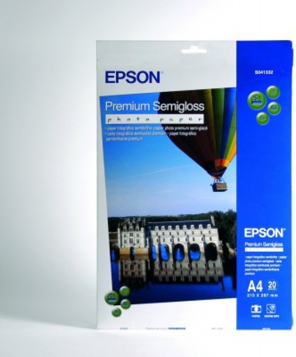 Epson Premium Semigloss Photo Paper, foto papír, pololesklý, bílý, Stylus Photo 880, 2100, A4, 251 g/m2, 20 ks, C13S041332, inkous