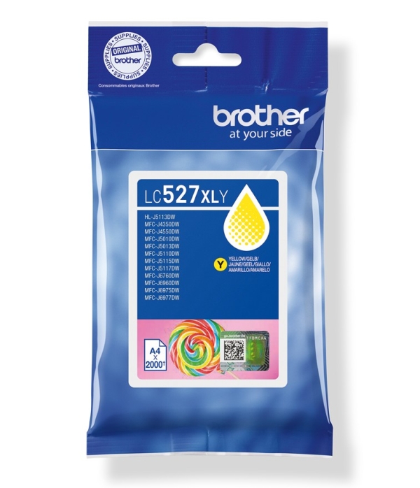 Brother LC527XLY - Vysoká výtežnost - žlutá - originální - pillow pack - inkoustová cartridge - pro Brother MFC-J4350DW, MFC-J4550DW